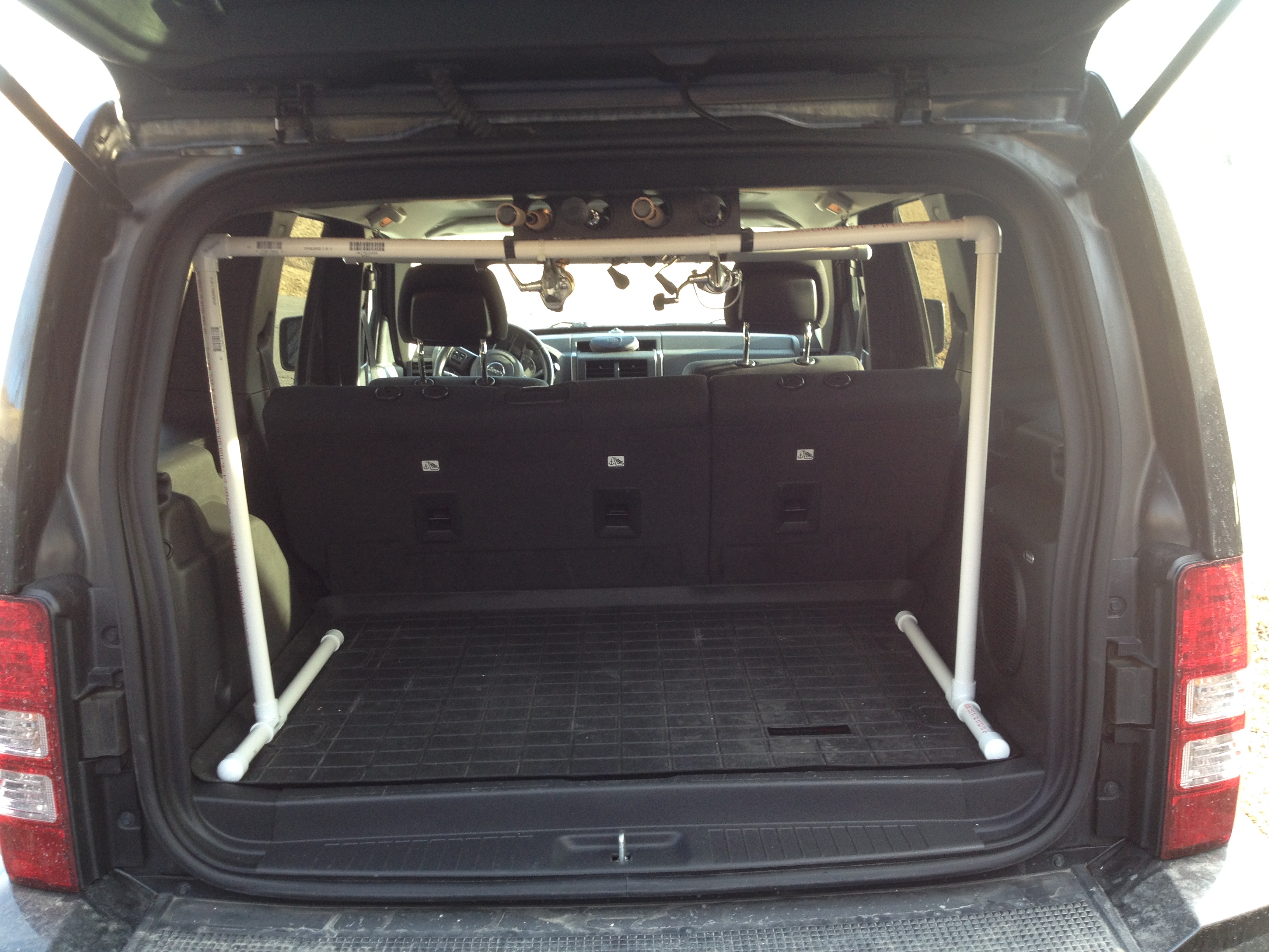 Rear support with Berkley Rod Rack attached with zip ties and tape 